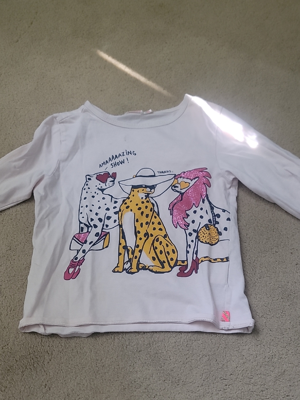Billieblush White Long-Sleeve Graphic Tee with Pink & Yellow Accents
